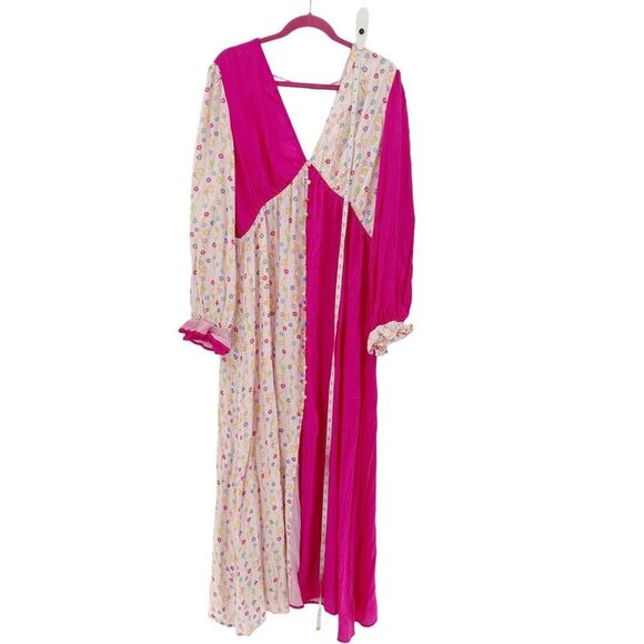 Julyliebe Pink White Floral Long Sleeve Ruffle Sleeve Dress Size NWT XXL - Picture 12 of 14